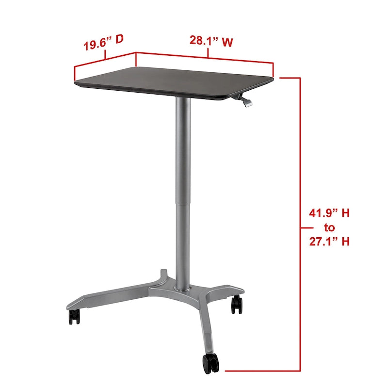 Espresso / White Pneumatic Sit-Stand Mobile Desk, 1-Person