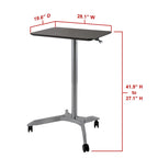 Espresso / White Pneumatic Sit-Stand Mobile Desk, 1-Person