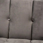 Gray / Navy Velvet Channel-Tufted Armchair, Gold-Tone Legs, 1-Seat