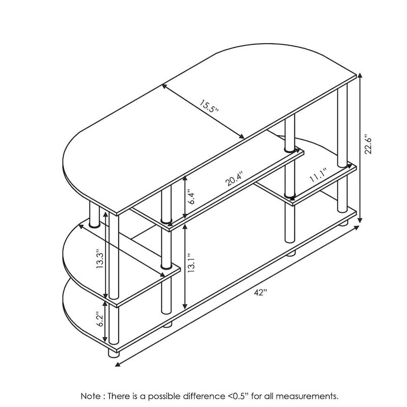 Dark Brown Corner TV Stand, Open Shelf, Single Unit