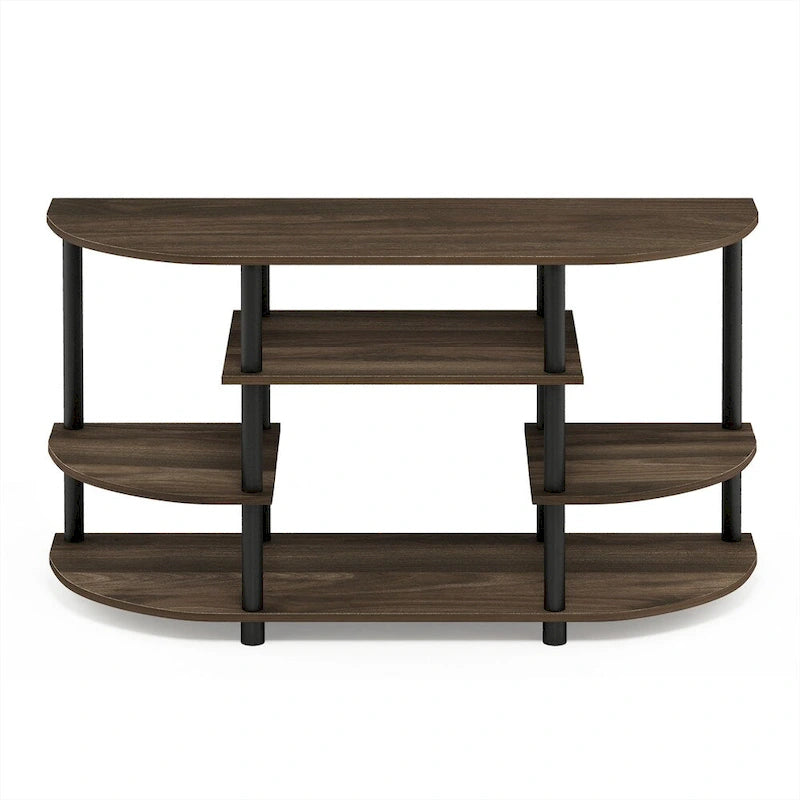 Dark Brown Corner TV Stand, Open Shelf, Single Unit