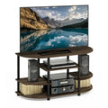 Dark Brown Corner TV Stand, Open Shelf, Single Unit