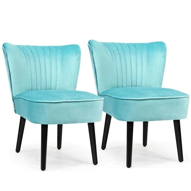 Turquoise / Grey Flannel Armless Accent Chair, Set of 2