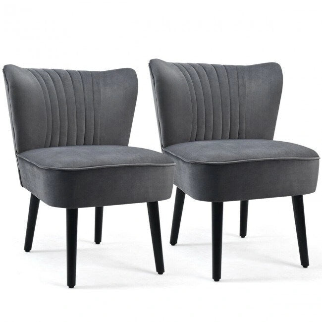 Turquoise / Grey Flannel Armless Accent Chair, Set of 2