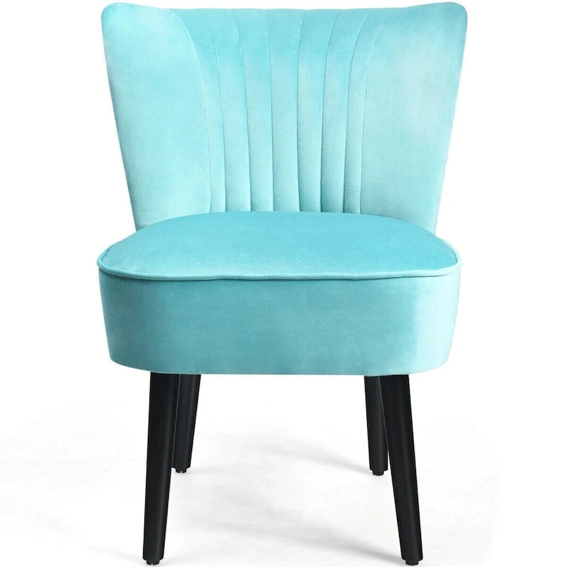 Turquoise / Grey Flannel Armless Accent Chair, Set of 2