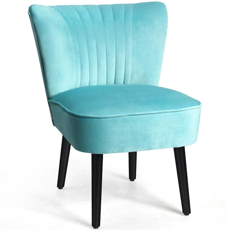 Turquoise / Grey Flannel Armless Accent Chair, Set of 2