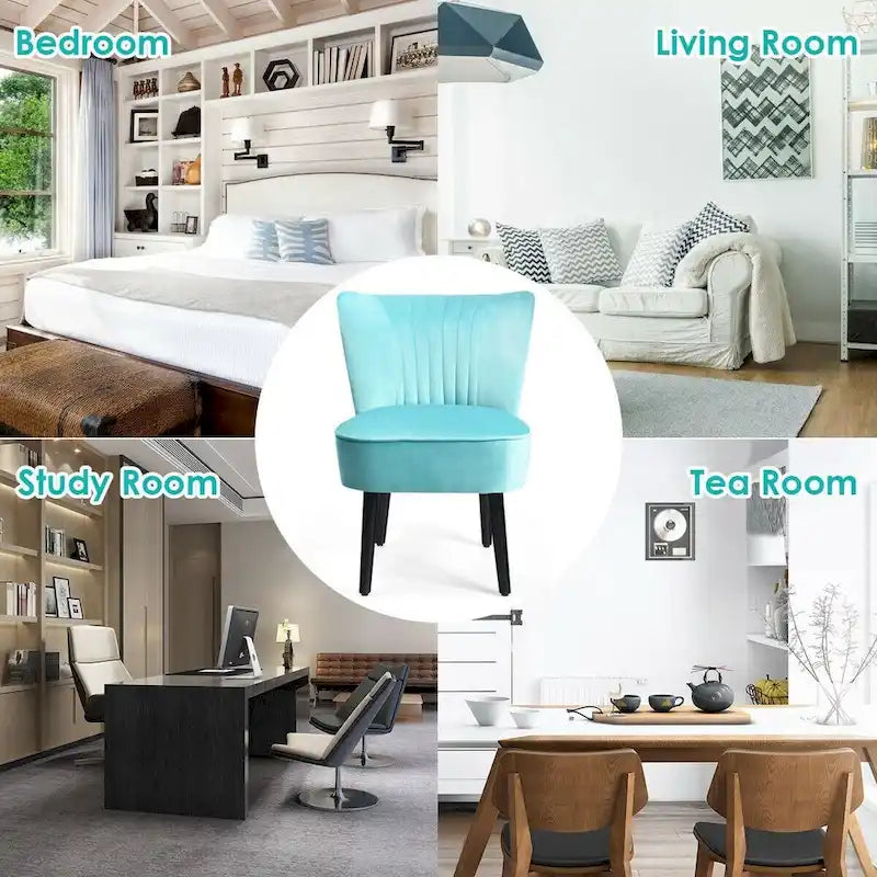 Turquoise / Grey Flannel Armless Accent Chair, Set of 2