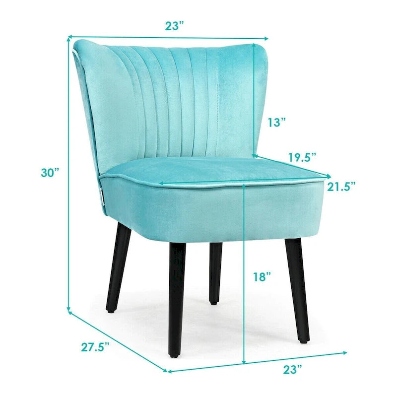 Turquoise / Grey Flannel Armless Accent Chair, Set of 2