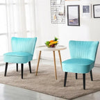 Turquoise / Grey Flannel Armless Accent Chair, Set of 2