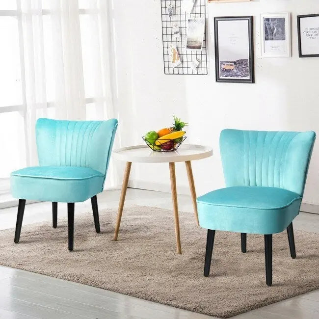 Turquoise / Grey Flannel Armless Accent Chair, Set of 2