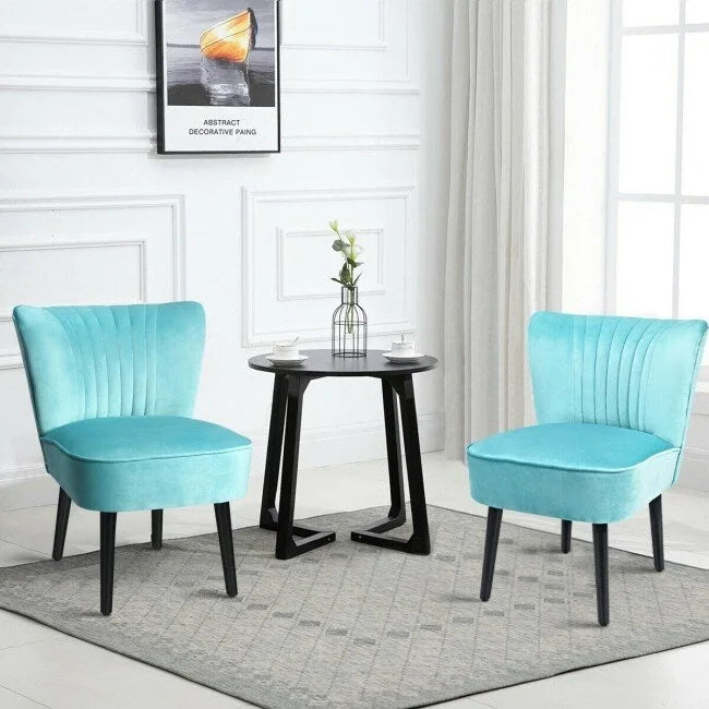 Turquoise / Grey Flannel Armless Accent Chair, Set of 2
