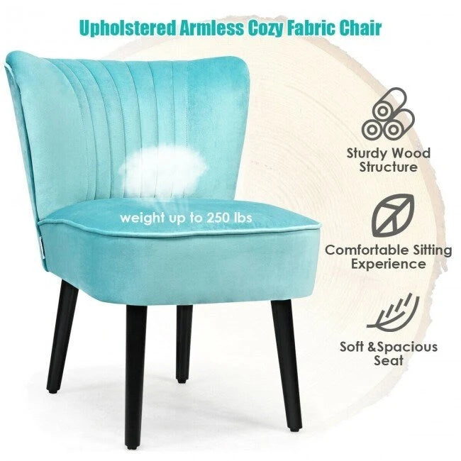 Turquoise / Grey Flannel Armless Accent Chair, Set of 2