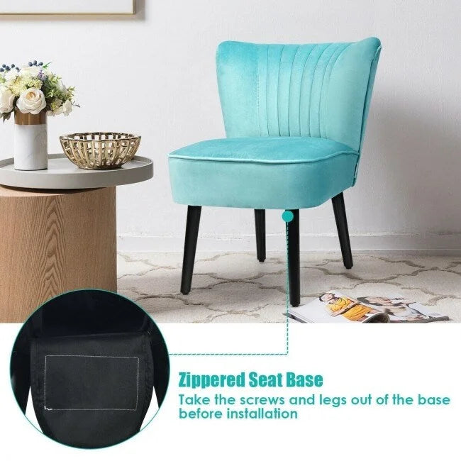 Turquoise / Grey Flannel Armless Accent Chair, Set of 2