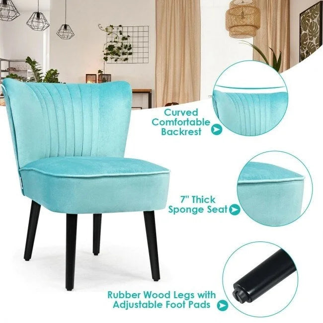 Turquoise / Grey Flannel Armless Accent Chair, Set of 2