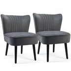 Turquoise / Grey Flannel Armless Accent Chair, Set of 2