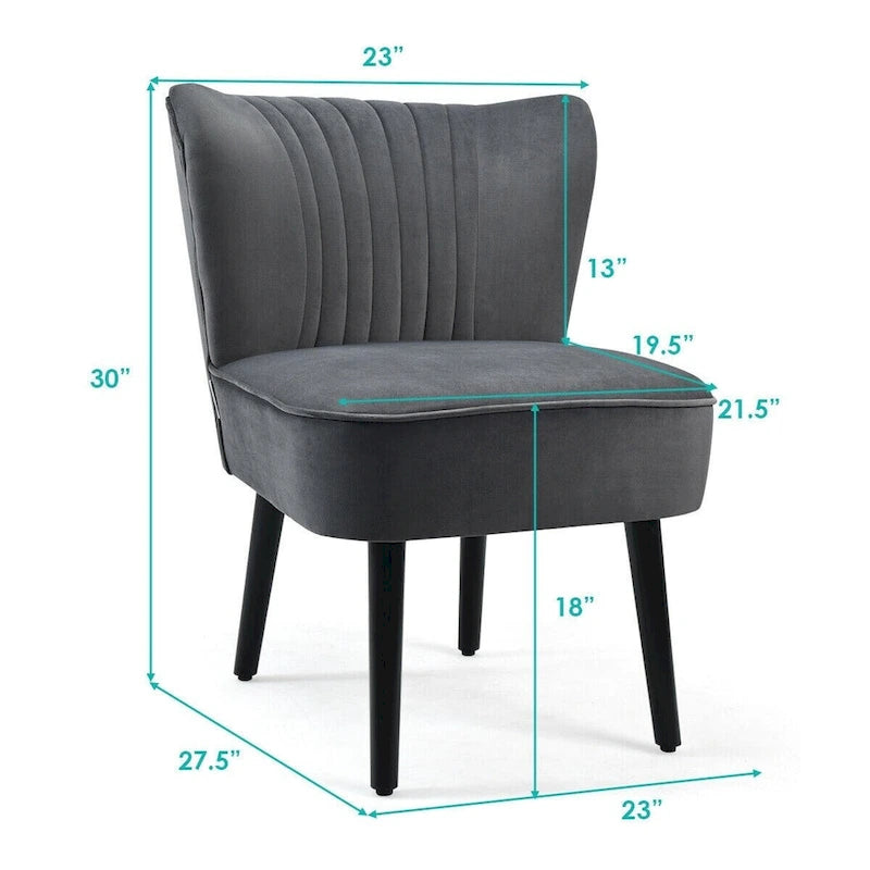 Turquoise / Grey Flannel Armless Accent Chair, Set of 2