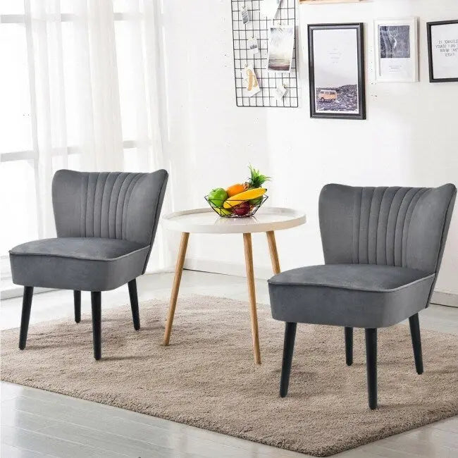 Turquoise / Grey Flannel Armless Accent Chair, Set of 2