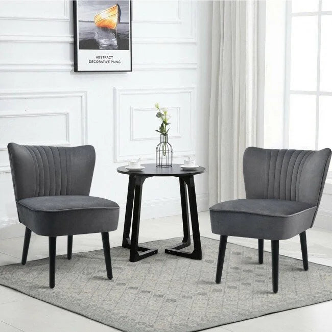 Turquoise / Grey Flannel Armless Accent Chair, Set of 2