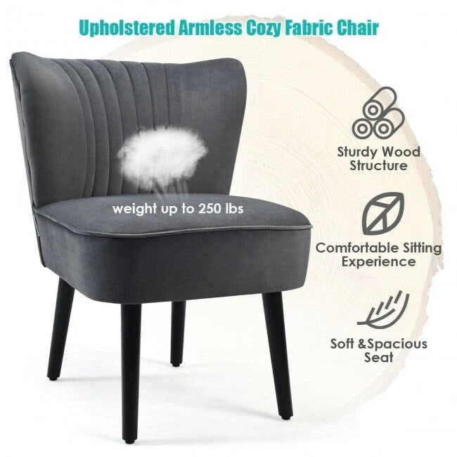 Turquoise / Grey Flannel Armless Accent Chair, Set of 2