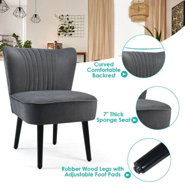 Turquoise / Grey Flannel Armless Accent Chair, Set of 2