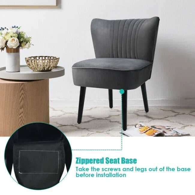 Turquoise / Grey Flannel Armless Accent Chair, Set of 2