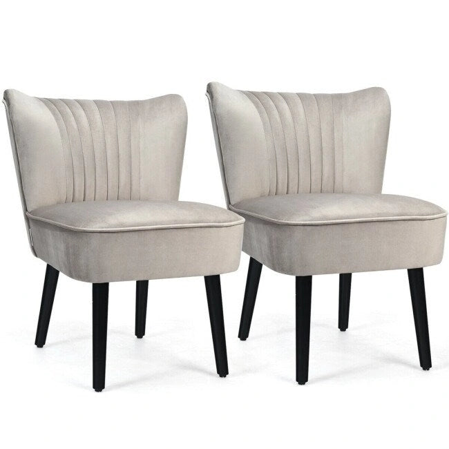 Turquoise / Grey Flannel Armless Accent Chair, Set of 2