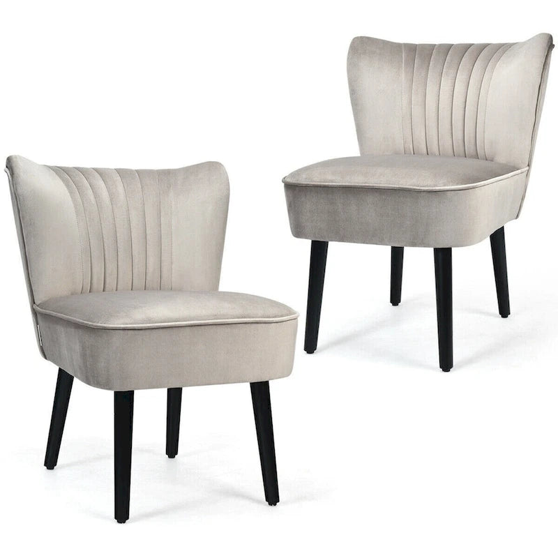 Turquoise / Grey Flannel Armless Accent Chair, Set of 2