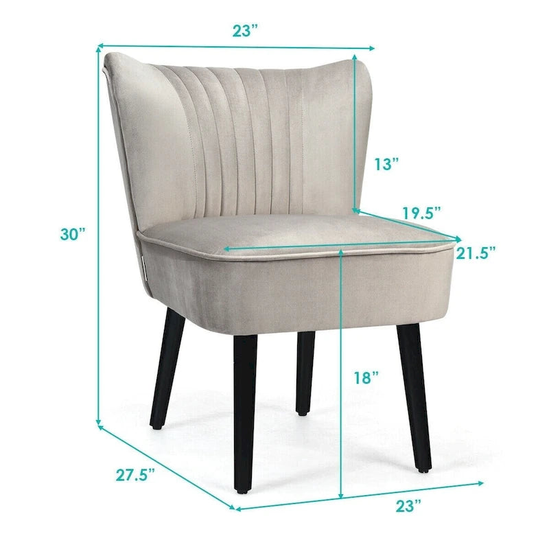 Turquoise / Grey Flannel Armless Accent Chair, Set of 2