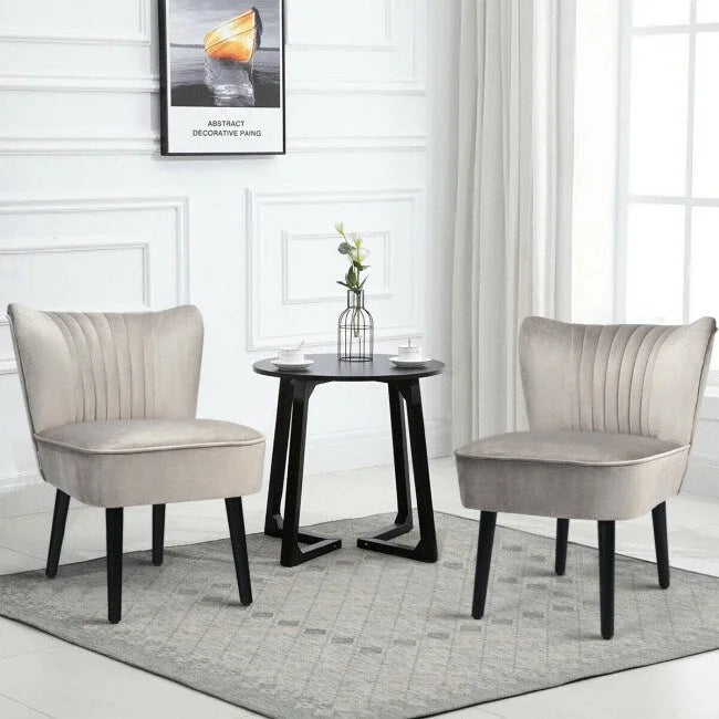 Turquoise / Grey Flannel Armless Accent Chair, Set of 2