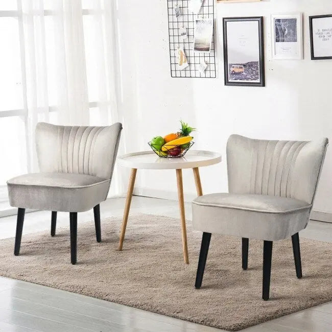 Turquoise / Grey Flannel Armless Accent Chair, Set of 2