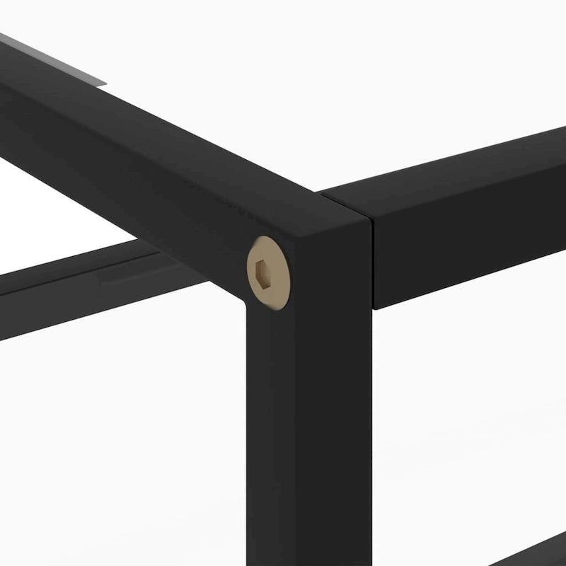 Transparent Tempered Glass Console Table, Steel Frame, 1-Person