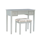 Silver Vanity Set with Flip Mirror & Upholstered Stool – 2-Piece