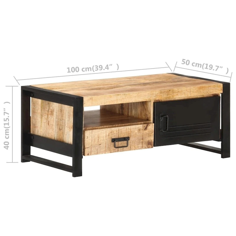Brown Reclaimed Wood Coffee Table with Storage, 1-Piece