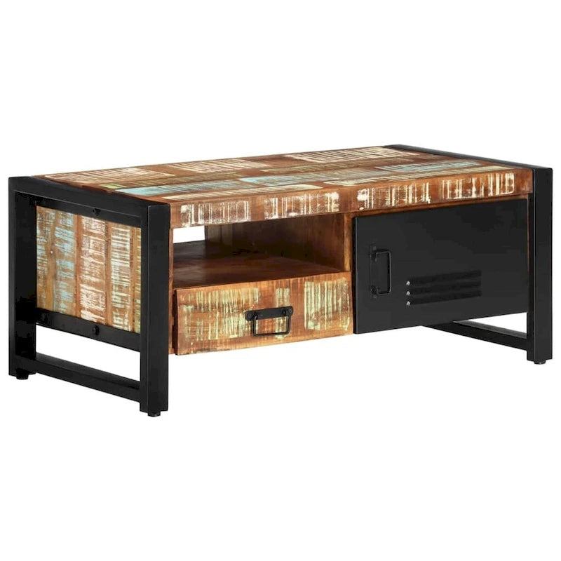 Brown Reclaimed Wood Coffee Table with Storage, 1-Piece