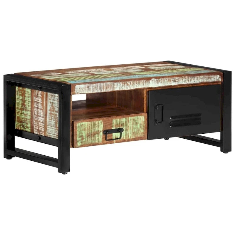 Brown Reclaimed Wood Coffee Table with Storage, 1-Piece
