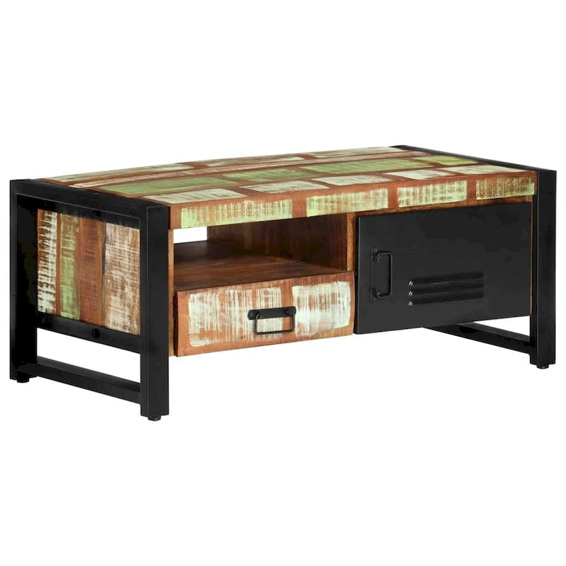 Brown Reclaimed Wood Coffee Table with Storage, 1-Piece