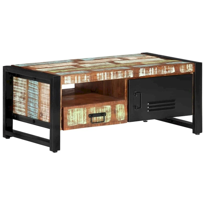 Brown Reclaimed Wood Coffee Table with Storage, 1-Piece