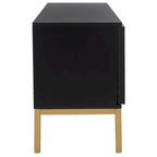 54" Rattan 2-Door Media Stand - Black / White / Walnut, Natural Accents