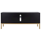 54" Rattan 2-Door Media Stand - Black / White / Walnut, Natural Accents