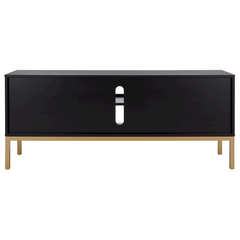 54" Rattan 2-Door Media Stand - Black / White / Walnut, Natural Accents