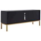 54" Rattan 2-Door Media Stand - Black / White / Walnut, Natural Accents