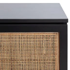 54" Rattan 2-Door Media Stand - Black / White / Walnut, Natural Accents