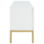 54" Rattan 2-Door Media Stand - Black / White / Walnut, Natural Accents