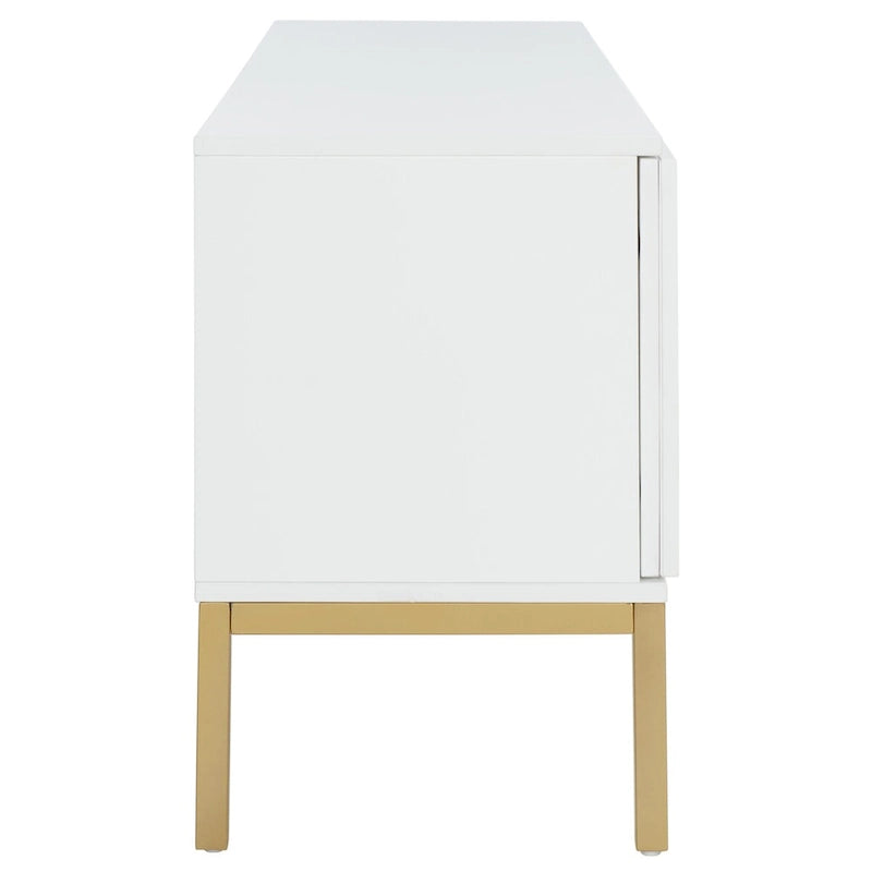 54" Rattan 2-Door Media Stand - Black / White / Walnut, Natural Accents