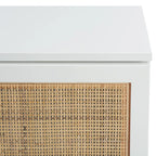 54" Rattan 2-Door Media Stand - Black / White / Walnut, Natural Accents