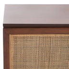 54" Rattan 2-Door Media Stand - Black / White / Walnut, Natural Accents