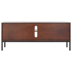 54" Rattan 2-Door Media Stand - Black / White / Walnut, Natural Accents