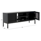 54" Rattan 2-Door Media Stand - Black / White / Walnut, Natural Accents