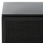 54" Rattan 2-Door Media Stand - Black / White / Walnut, Natural Accents