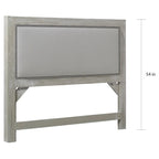 Gray Upholstered Headboard – Nail Head Trim, King/Queen, For 1 Person
